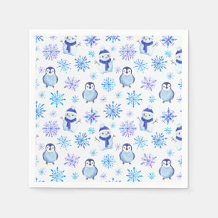 Serviette En Papier Snowflakes, Snowmen et Pingouins de Noël