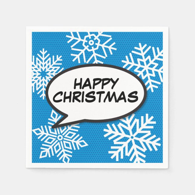 Serviette En Papier Snowflakes Speech Buble Fun Retro Comédie Livre (Devant)