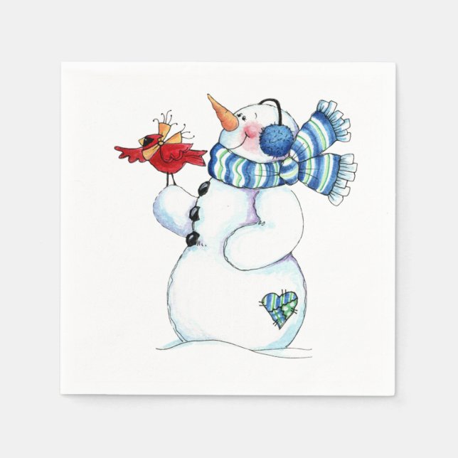 Serviette En Papier Snowman (Devant)