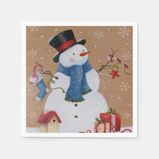 Serviette En Papier Snowman (Devant)