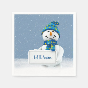 Serviette En Papier Snowman avec le signe Let It Snow