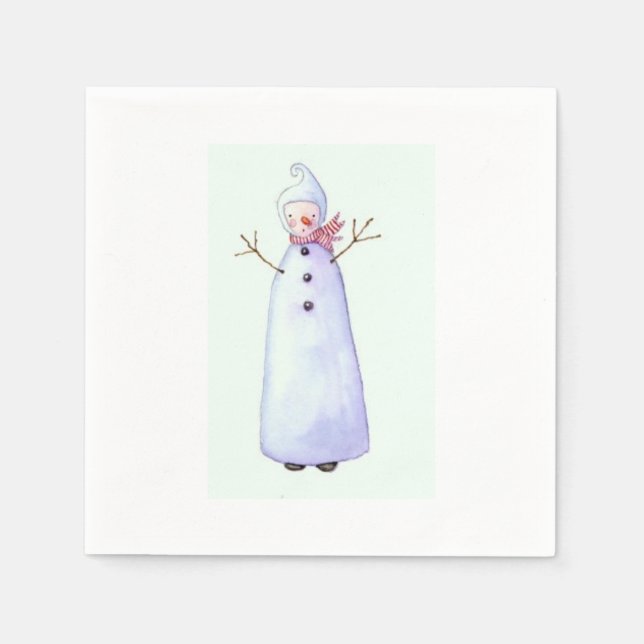 Serviette En Papier snowman cocktail napkin (Devant)