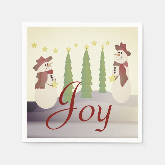 Serviette En Papier Snowman couleur vintage (Devant)