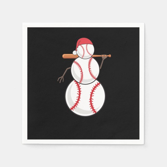 Serviette En Papier Snowman de baseball de Noël (Devant)