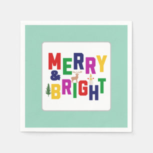 Serviette En Papier Snowman de rennes d'arbre de pin doux et joyeux