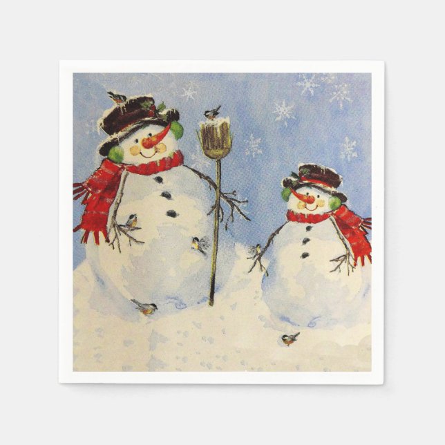 Serviette En Papier Snowman et son (Devant)