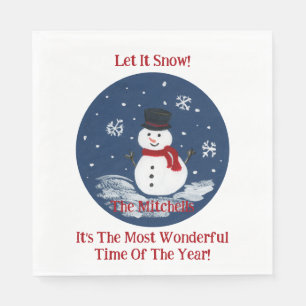Serviette En Papier Snowman Merveilleux Temps Année PERSONNALISER Nom