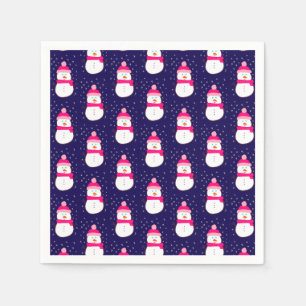 Serviette En Papier Snowman rose à la neige