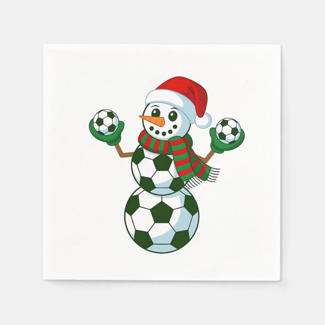 Serviette En Papier Snowman Soccer Noël Amateurs de sport (Devant)