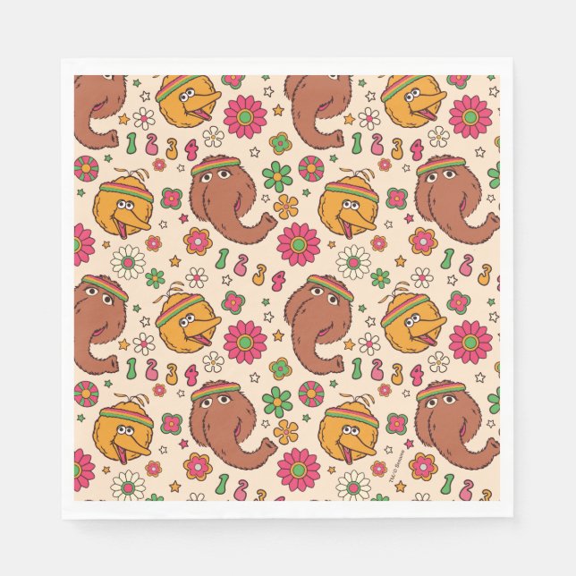 Serviette En Papier Snuffleupagus et Big Bird Super Flower Motif (Devant)