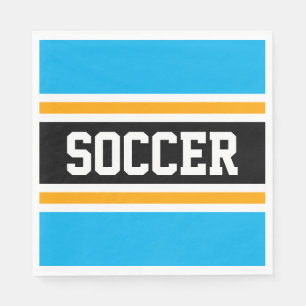 Serviette En Papier SOCCER amusant ciel clair bleu noir rayures jaunes