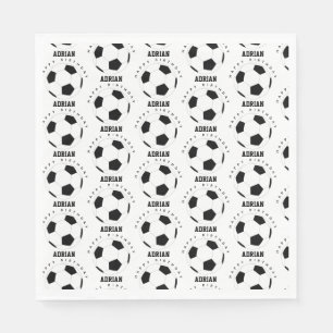Serviette En Papier Soccer Ball Football Nom personnalisé Anniversaire