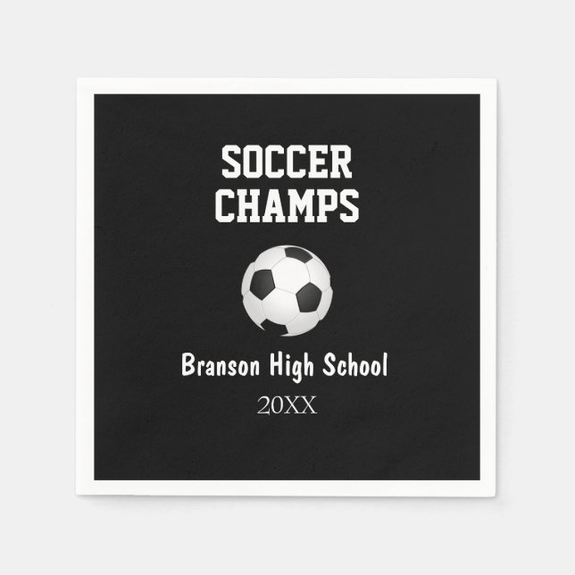Serviette En Papier Soccer Champs Ball Personnalisé Party Napkins (Devant)