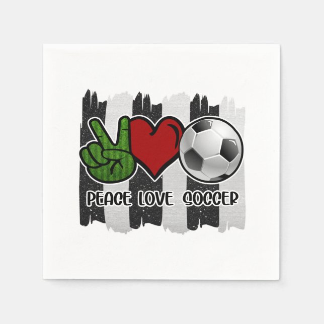 Serviette En Papier Soccer paix et amour (Devant)