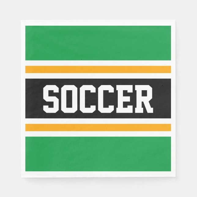 Serviette En Papier SOCCER Sportif Vert clair Noir Jaune Stripes (Devant)