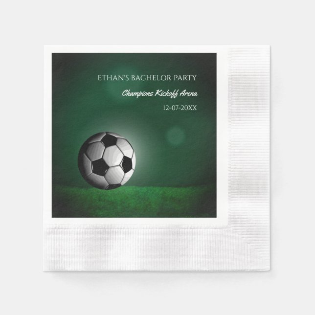 Serviette En Papier Soccer vert Anniversaire / Bachelor Party (Devant)