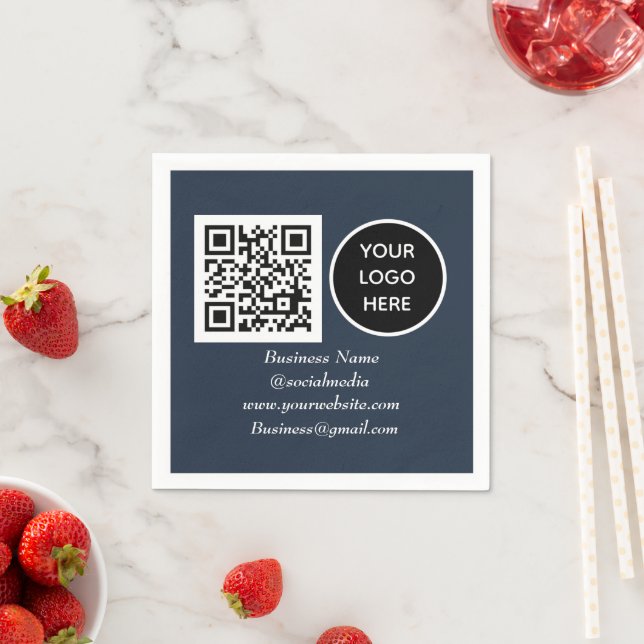 Serviette En Papier Social media QR Code marine Modern Business Logo (En situation)
