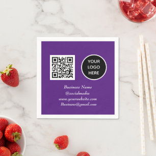 Serviette En Papier Social media QR Code Purple Modern Business Logo