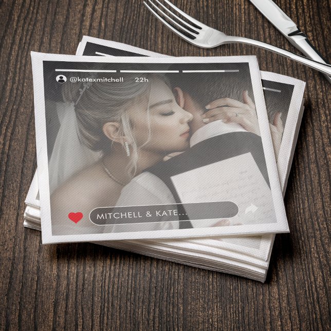 Serviette En Papier Social Media Story Post Mariage photo Napkins (Social Media Story Post Photo Wedding Napkins
)