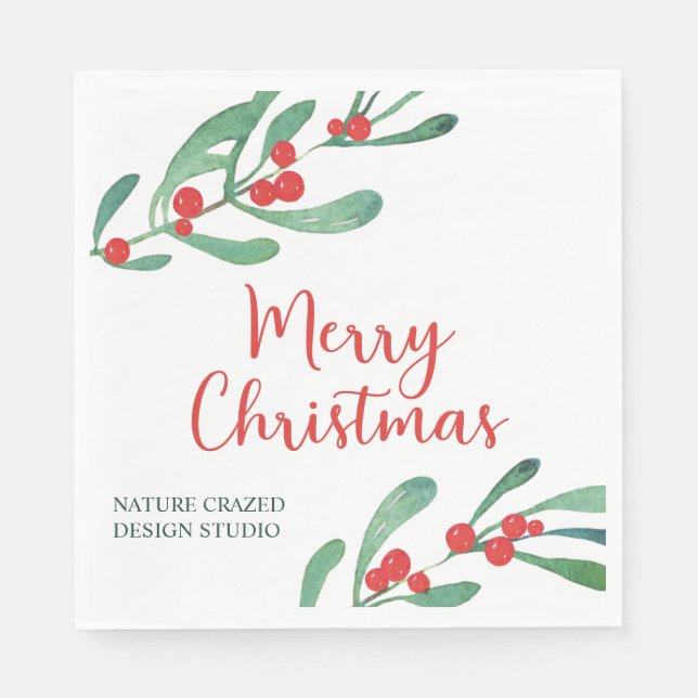 Serviette En Papier Société de Noël moderne Holly (Devant)