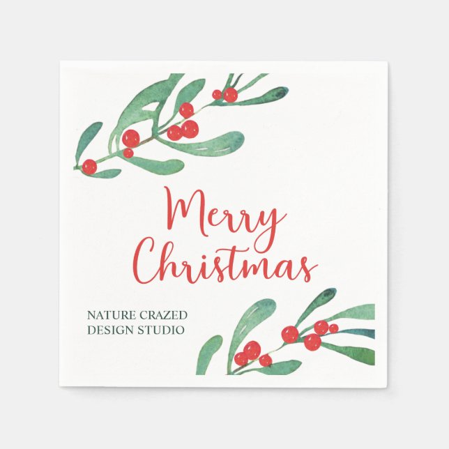 Serviette En Papier Société de Noël moderne Holly (Devant)