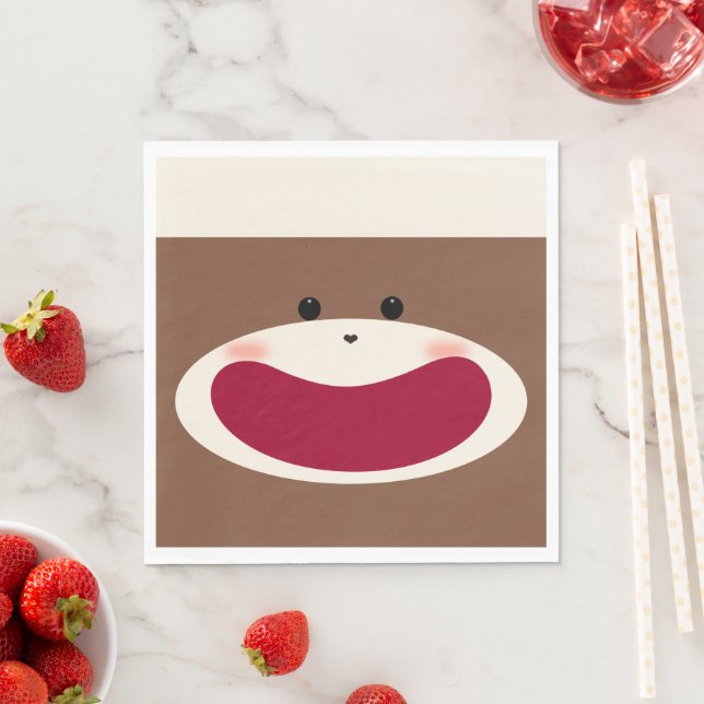 Serviette En Papier Sock Monkey Smile (Garçon) (En situation)