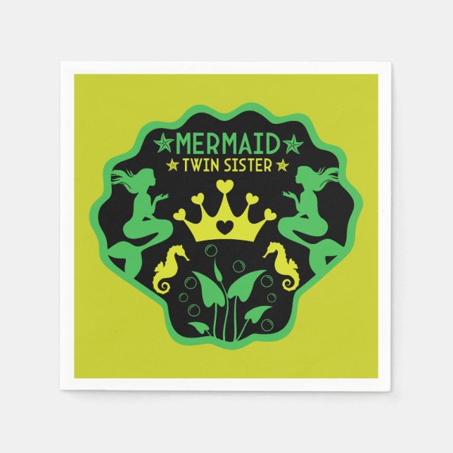 Serviette En Papier Soeurs jumelles Mermaid (Devant)