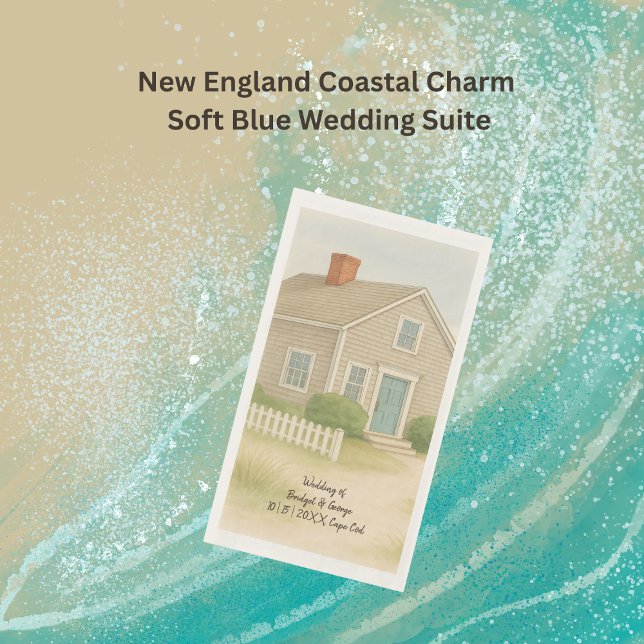 Serviette En Papier Soft Blue Cape Cod Coastal Mariage Cocktail (Créateur téléchargé)
