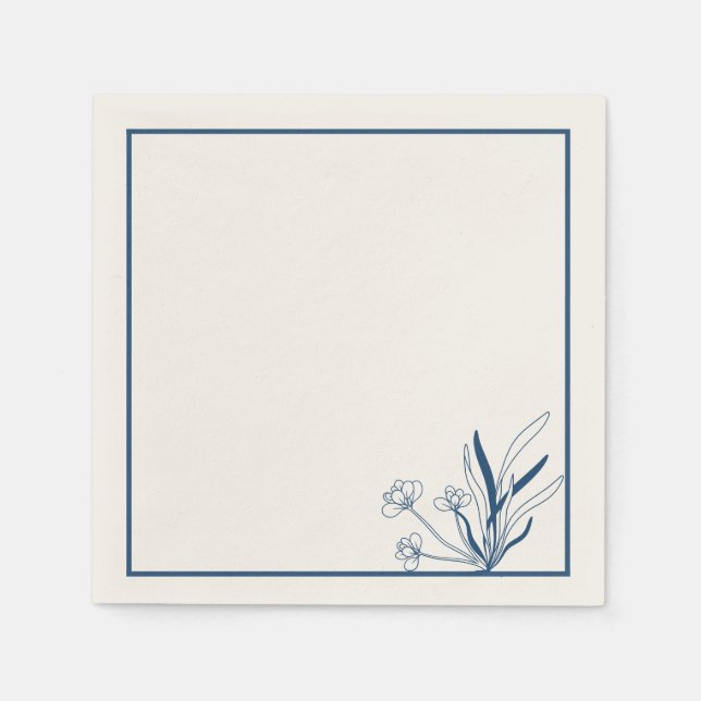 Serviette En Papier Soft Blue Coastal Botanical Napkins (Devant)