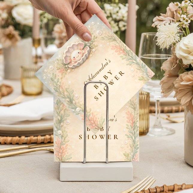 Serviette En Papier Soft Coastal Pearl Storybook Baby Shower (Créateur téléchargé)