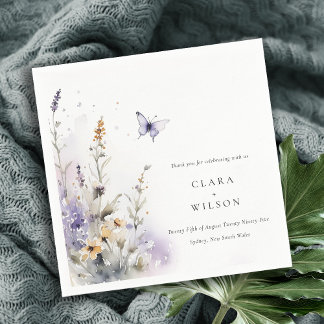 Serviette En Papier Soft Lilac Fleur sauvage Butterfly Garden Mariage