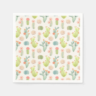 Serviette En Papier Soft Pastel Cactus & Motif Succulent