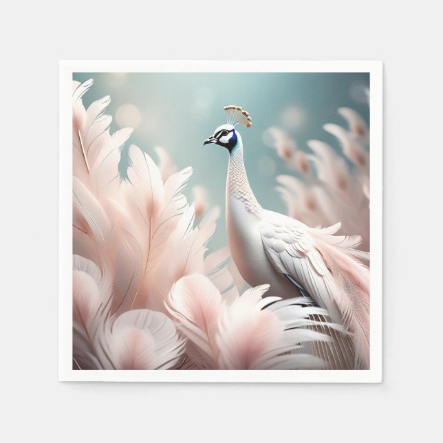 Serviette En Papier Soft Pastel Feather Élégante (Devant)