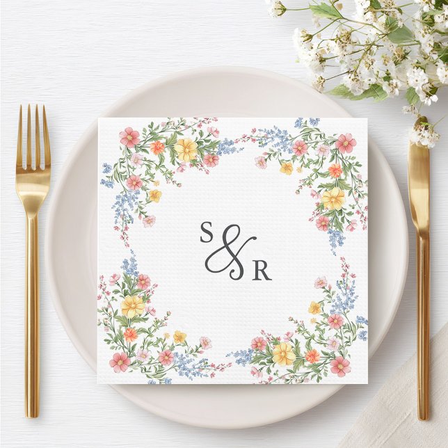 Serviette En Papier Soft Pastel Ornate Spring Garden Floral Mariage (Soft Pastel Ornate Spring Garden Floral Wedding Napkins)