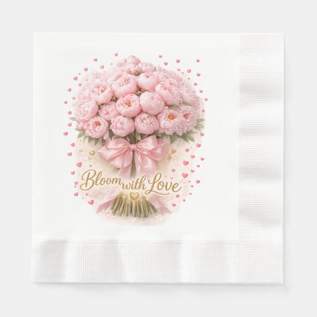 Serviette En Papier Soft Pink Peonies Bouquet – Paper Napkin (Devant)