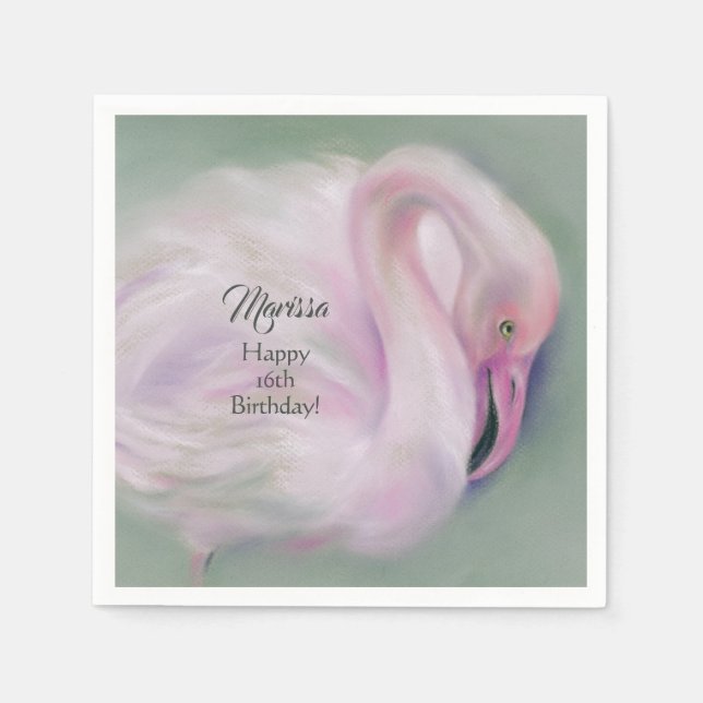 Serviette En Papier Soft Rose Flamant rose Pastel Personnalisé (Devant)