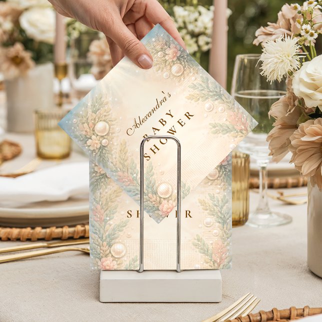 Serviette En Papier Soft Seaside Pearl Storybook Baby Shower (Créateur téléchargé)