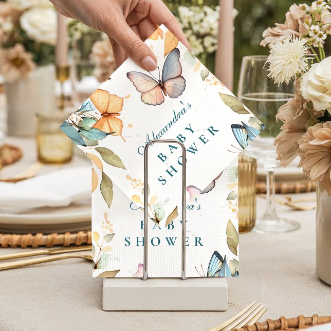 Serviette En Papier Soft Watercolor Butterfly Baby Shower (Créateur téléchargé)