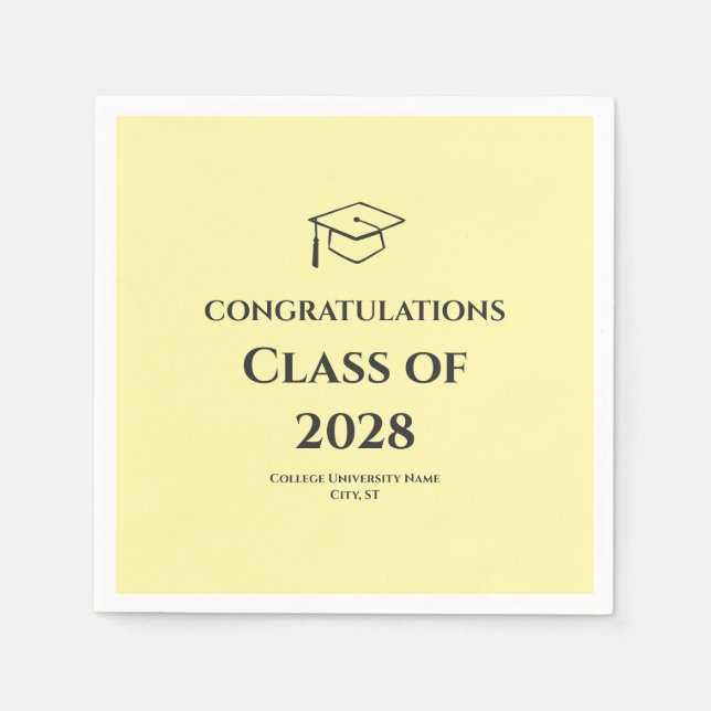 Serviette En Papier Soft Yellow Modern Congratulations Graduation  (Devant)