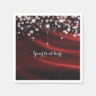 Serviette En Papier Soie Rouge et Paillettes Glam Fête Hollywood