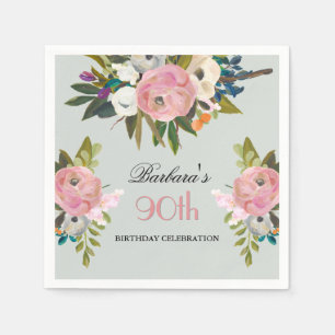 Serviette En Papier Soignée élégante peinte à la main Floral 90e fête 