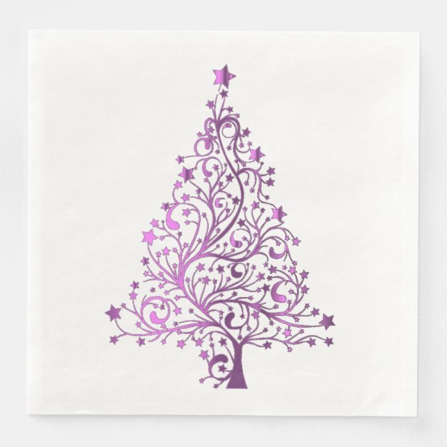 Serviette En Papier Soirée Arbre de Noël Rose Soirée Élégante (Devant)