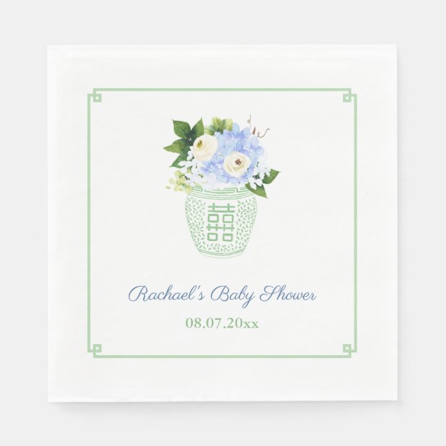 Serviette En Papier Soirée Baby shower vert blanc vert (Devant)
