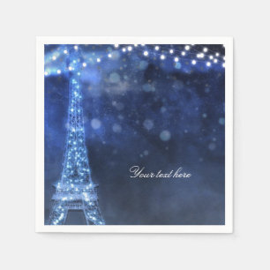 Serviette En Papier Soirée Bleue Nuit enchantée à Paris Tour Eiffel