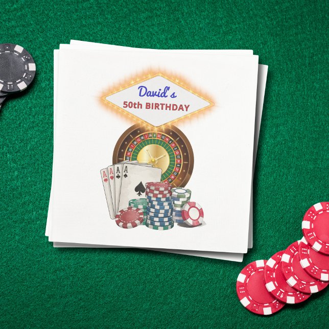 Serviette En Papier Soirée Casino de Vegas pour Anniversaire / Enterre (Casino Las Vegas Night Birthday or Bach Party Napkins)