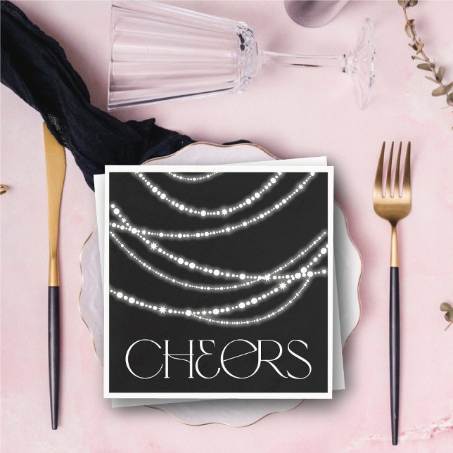 Serviette En Papier Soirée chic du Nouvel An (Cheers Sparkling Lights Chic New Year's Eve Party Paper Napkins @ fat_fa_tin)