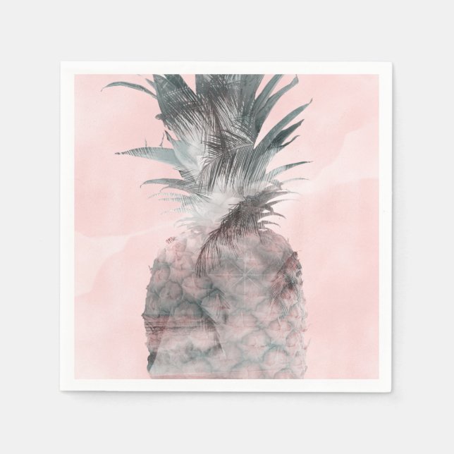 Serviette En Papier Soirée d'ananas rose Gold Pink Tropical (Devant)