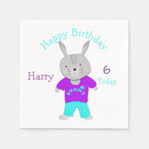 Serviette En Papier Soirée d'anniversaire à thème lapin mignonne