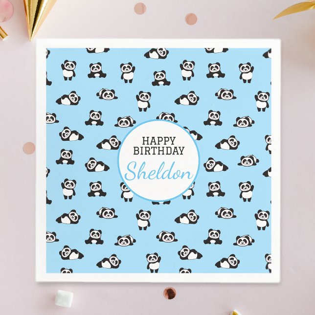 Serviette En Papier Soirée d'anniversaire du Motif Cute Panda (Créateur téléchargé)