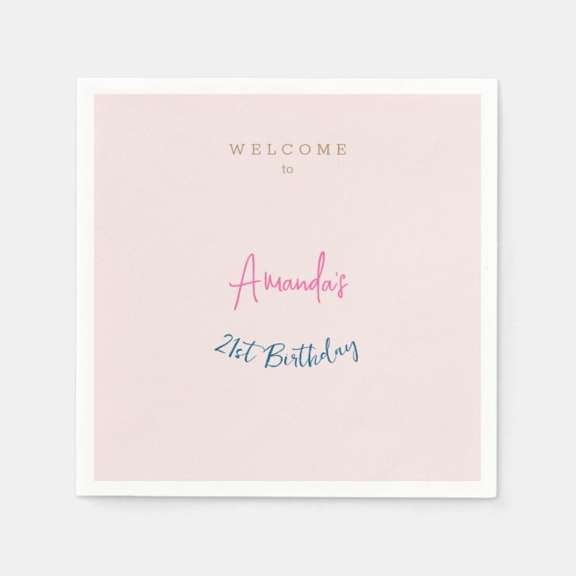 Serviette En Papier Soirée d'anniversaire minimaliste moderne (Devant)